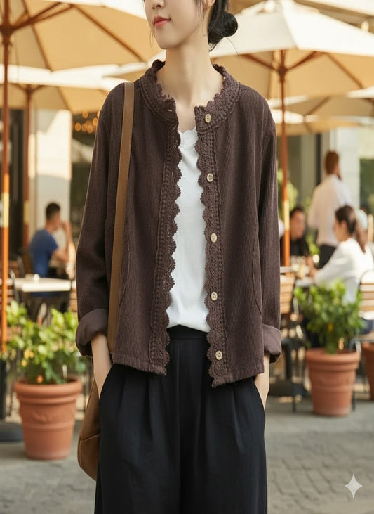 Corduroy Women Jacket – Stylish Stitch Detail