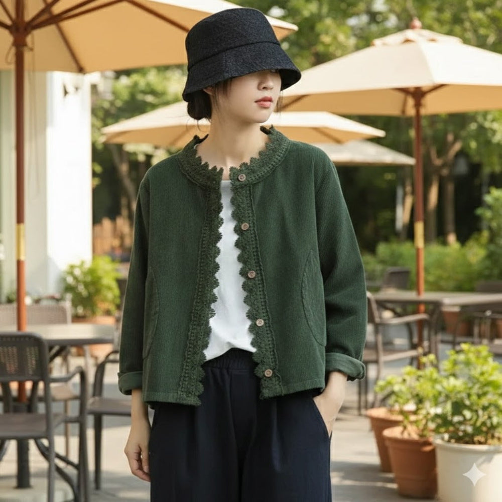 Corduroy Women Jacket – Stylish Stitch Detail