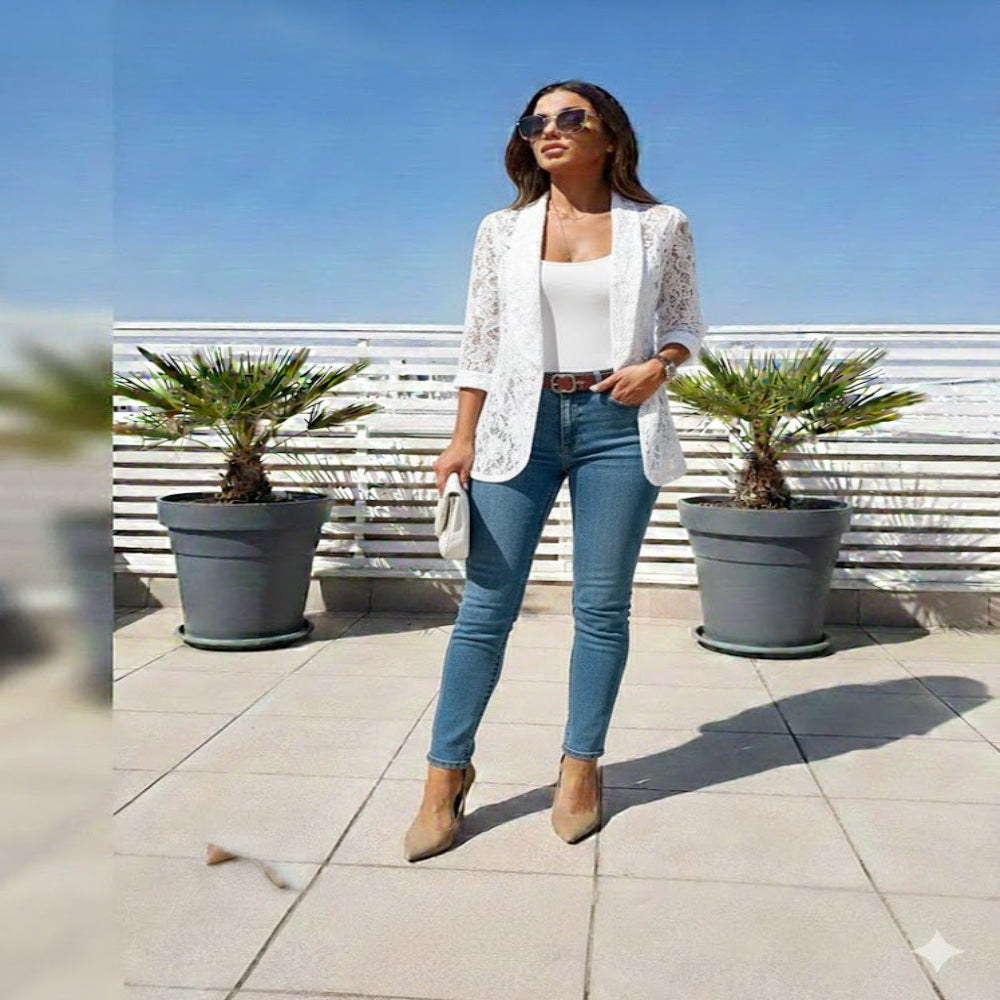 Refined Blazer with Subtle Lace Touch