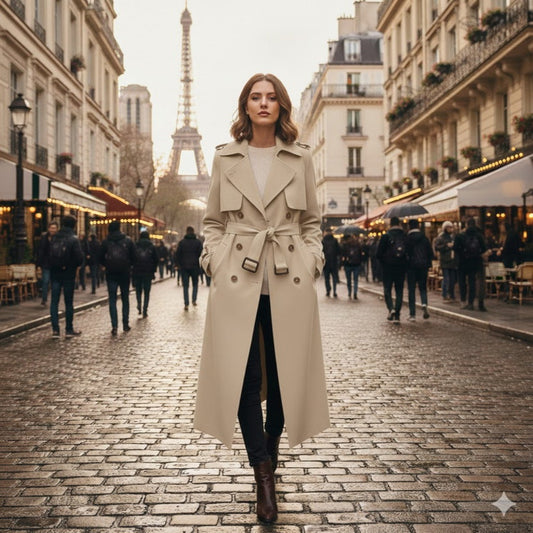 Women Vintage Trendy Trench Coat: Classic Style, Modern Look